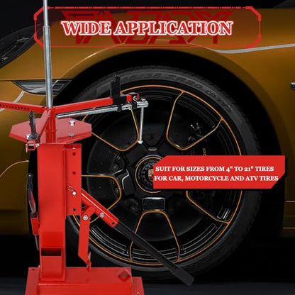 Multi Manual Tire Changer Machine Portable Hand Bead Breaker Mounting Tool Heavy Duty Tire Changer for Motorcycle Gocart Trailer Bike ATV Truck 4" to 21" Tires