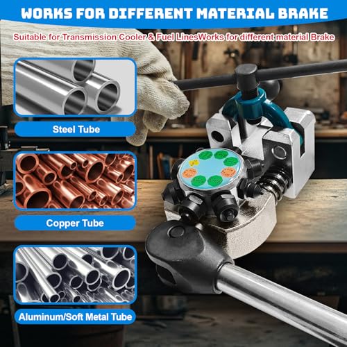 Brake Line Flaring Tool Kit, Double Flare Tool & Bubble Flare Tool for Brake Tubing | 45 Degree Flaring Tool, Fits 3/16" 1/4" 5/16" 3/8" 4.75mm Metal Tubing, Suitable for Car Repair and DIY Fabrication - size: 45 Degree
