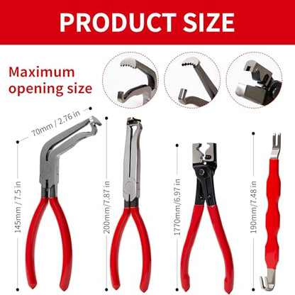 4Pcs Automotive Electrical Disconnect Pliers Set | High Carbon Steel Electrical Connector Pliers, Fuel Line Disconnect Tool & Terminal Separator Removal Kit for Vehicles Trucks