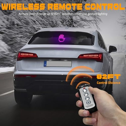DIBMS Hand Gesture Light with Remote, Red LED Finger Funny Window Sign Light Accessories for Car Truck (Pink) - color: Pink