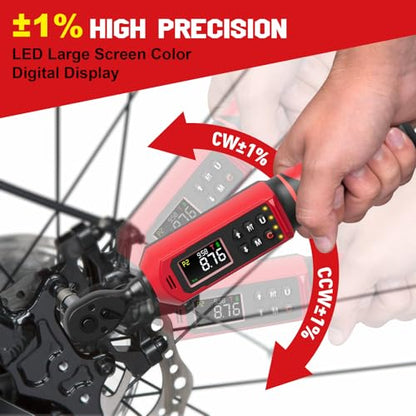 SUERCUP 1/4" Digital Torque Wrench, 0.33-22.1Ft.Lb/0.45-30N.m, for Bicycle | ±1% Accuracy Electronic Torque Wrench with Vibration/Buzzer/LED Flash, 9 Presets & 5 Units, for Carbon Bike & Moto Assembly - size: 1/4" 0.33-22.1Ft.Lb/0.45-30N.m