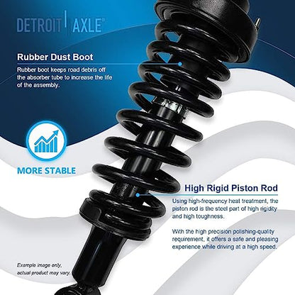 Detroit Axle - Rear Steering Knuckles w/Hubs + Quick Struts w/Coil Spring Replacement for Ford Explorer Mountaineer - 4pc Set - size: 4QU47704/ Big strut kit