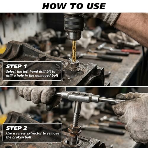 14-Piece Screw Extractor & Left-Hand Drill Bit Set, Easy Out Fastener Extractor Kit with Alloy Spiral Flutes - Premium Tool for Easily Removing Stripped, Broken & Rusty Screws, Bolts & Studs - size: 14PCS