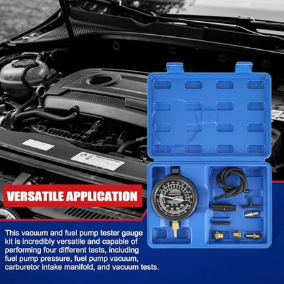 NYXOVA Vacuum and Fuel Pump Tester Gauge Kit, Gauge Leak Carburetor Pressure Diagnostics Tool Kit, Leak Carburetor Pressure Diagnostics (Blue) - color: Blue