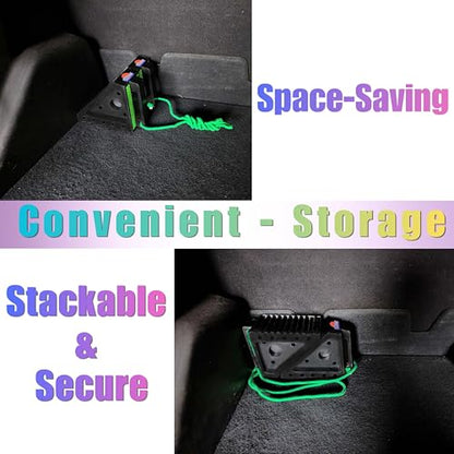 Heavy Duty Rubber Wheel Chocks with Reflective Strips - Set of 4 (8x6x4 Inch) - All-Weather, Non-Slip & Wear-Resistant & Portable Parking Security for Truck, RV, Trailer,SUV (006-Green)
