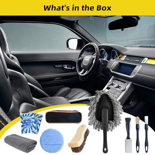 Professional Car Interior Detailing Kit - Scratch-Free Brushes, Vent Cleaner & Gel for Deep Clean | 10-Piece Set to Clean Leather Dashboard AC Vents (SUV Truck Car)