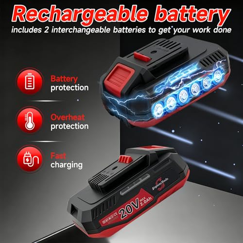 21V Brushless 1/4'' Impact Driver kit,with 2*2.0AH Batteries,300N.m High Torque,4-Speed Adjustable Torque with Memory Function,Variable Speed ＆Brake Stop,LED Light,for Wood Metal Drilling