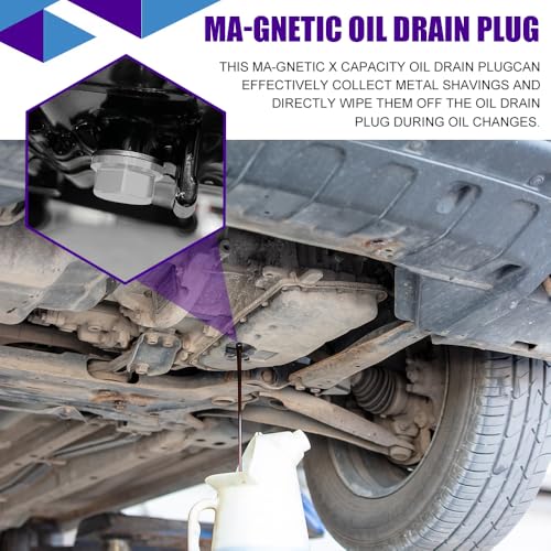 M14×1.5 Magnetic Oil Drain Plug, Transmission Oil Plug, Oil Pan Sump Drain Nut Bolt Screw Repair Kit, Car Magnetic Oil Drain Plug Removal Tool for Honda, Mazda, Suzuki, Jeep, Odyssey - color: Silver