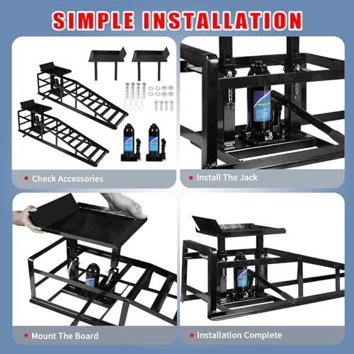 5T 11000lbs 2-Pack Hydraulic Car Ramps,Hydraulic Vehicle Ramps Assemble Easily,Automotive Ramps for Oil Changes,Low Profile Car Ramp for Home Garage, Auto Garage Repair. - color: Black