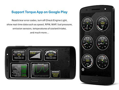Panlong OBD2 Scanner Bluetooth OBDII Diagnostic Tool Car Code Reader Turn Off Check Engine Light Support Android - style: For Android Only