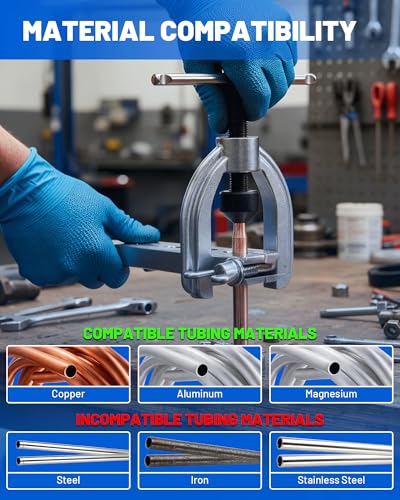Brake Line Flaring Tool Kit - 45° SAE Double & Single Flare Tool with Pipe Cutter & 7 Adapters, Professional Brake Line Repair Kit for Automotive Brake & HVAC Lines