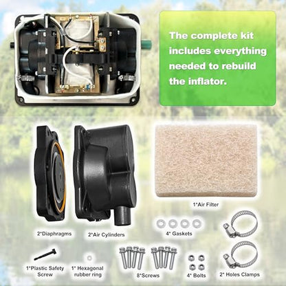 HP-80 HP-60 Air Pump Rebuild Complete Kit Replacement for Hiblow HP 80/HP 60, including the diaphragm, filter, and screws.