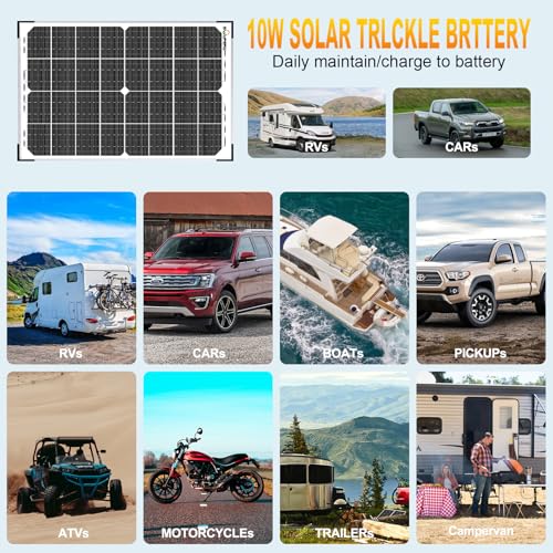 SOLPERK 30W Solar Battery Charger Solar Battery Maintainer + Upgrade 10A MPPT Charge Controller + Adjustable Mount Bracket for Car RV Boat Motorcycle，12V Waterproof Solar Panel Kit Trickle Charging - size: 30W MPPT Kit
