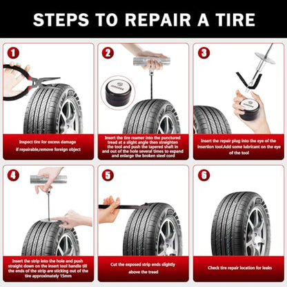 SUNSOUL Tire Repair Kit - 40PCS Heavy Duty Tire Plug Kit with Storage Bag, Universal Zinc Alloy Puncture Repair Tools for Car, Motorcycle, Truck, ARB, ATV, UTV, Tractor, RV, SUV, Trailer
