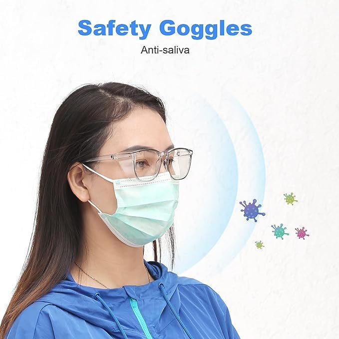 Stylish Safety Glasses Goggles for Women Girls Anti-fog Glasses Protective Eyewear Clear Glasses - color: Clear+pink+green