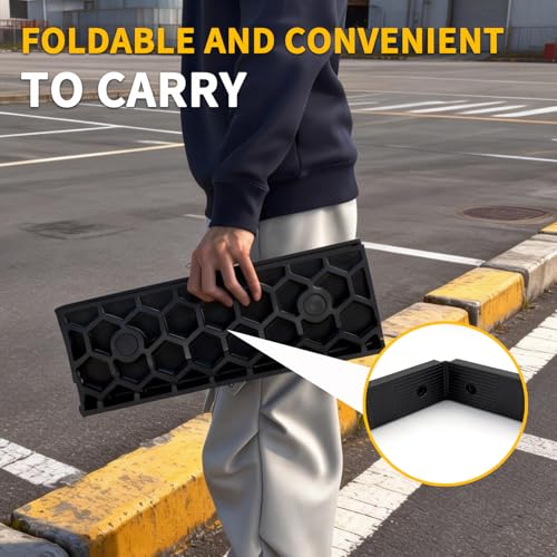 Heavy Duty 2.5 inch Rise Rubber Curb Ramps for Driveway Curb Ramps with M8 Screws for Sidewalks Door Ramps for Thresholds Shed Riding Mower 7000lbs Powersport Loading - size: 2.5"inch