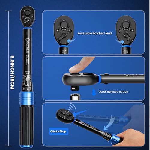 1/4 Inch Drive Click Torque Wrench (2.26-24.9 N.m & 20-220 IN.LB), ±3% High Precision, 72-Tooth Ratchet for Bicycle Repair, Electronics, Muzzleloader - with Protective Case - size: 1/4 Inch