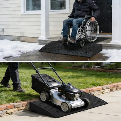 RELIANCER 2PCS Rubber Curb Ramps,6.3" Rise Height,5T Capacity Threshold Ramps for Loading Dock,Driveway Curb Ramp,Curbside Vehicle Ramp for Cars SUV Trucks Motorcycles Forklift Wheelchairs Lawn Mower - size: 6.3" Rise Height