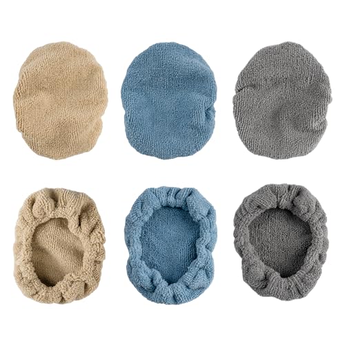 POLYTE Premium Lint Free Microfiber Cleaning Covers for Windshield Cleaning Tool, Fits 4x6 inch Plate (Blue/Gray/Teal, 6 Pack)