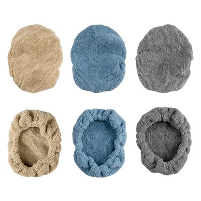 POLYTE Premium Lint Free Microfiber Cleaning Covers for Windshield Cleaning Tool, Fits 4x6 inch Plate (Blue/Gray/Teal, 6 Pack)