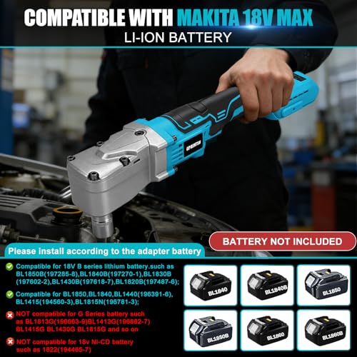 1/2" Right Angle Impact Wrench 206 ft-lbs for Makita 18V Tool | Brushless Motor, 280 Nm Torque, Tight Space Angle Head, Variable Speed Trigger, Auto Repair, Bare Tool Only - color: Makita