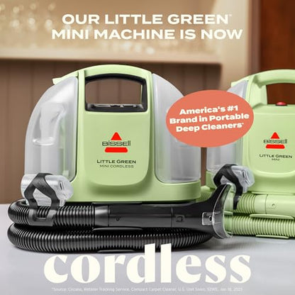 BISSELL Little Green Mini Cordless Portable Carpet Cleaner, 4015 | HydroRinse self-cleaning tool; 4-in. tough stain tool; cordless freedom for upholstery & car detailing - style: Little Green Mini Cordless