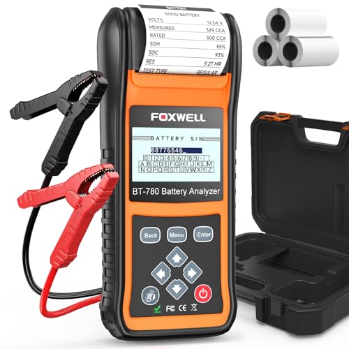 24v/12v/6v Battery Tester with Printer, FOXWELL BT780 Car Battery Load Test | 100-2000CCA Automotive Battery Tester Cranking Charging Alternator Tester for Car Marine Heavy Duty, Built-In Power & Printer