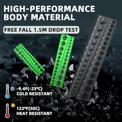 Magnetic Socket Organizer Holder Set For Tool Box Drawer, Toolbox Organization Including 1/4", 3/8" and 1/2" Drive Metric SAE Socket Trays (Sockets are not Included) - color: Green+Black