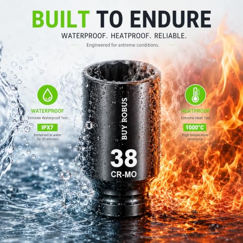 1/2'' 9 PCS Drive Impact Socket Set Metric,12point 27mm 29mm 30mm 32mm 33mm 34mm 35mm 36mm 38mm Socket,Axle Nut Sockets - size: 1/2 12point 9pcs socket set metric