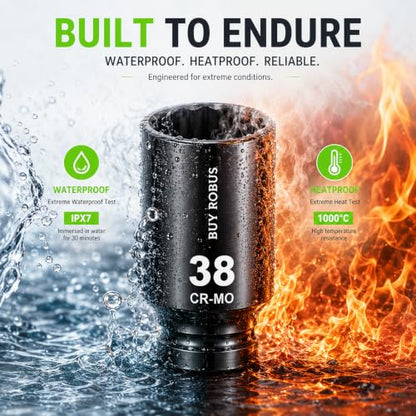 1/2'' 9 PCS Drive Impact Socket Set Metric,12point 27mm 29mm 30mm 32mm 33mm 34mm 35mm 36mm 38mm Socket,Axle Nut Sockets - size: 1/2 12point 9pcs socket set metric