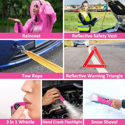 Car Emergency Kit with Portable Air Compressor - Roadside Emergency Kit for Vehicles, Winter Car Safety Roadside Assist Kit, Emergency Car Kit for Teen Girl and Ladies M-75 - size: 75pcs