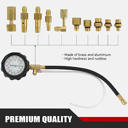 ATPEAM 0-140 PSI Fuel Injector Injection Pump Pressure Tester Gauge Kit TU-114 Fuel Pressure Tester Kit for Car Motorcycle Truck