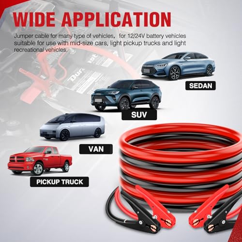 Nilight Jumper Cables for Car Battery 4 Gauge 16 FT Booster Cable Heavy Duty 600 A CCA with Carrying Bag Jump Start Emergency Kit Pickup Truck RV Vans SUV - size: 4 Guage 16 FT