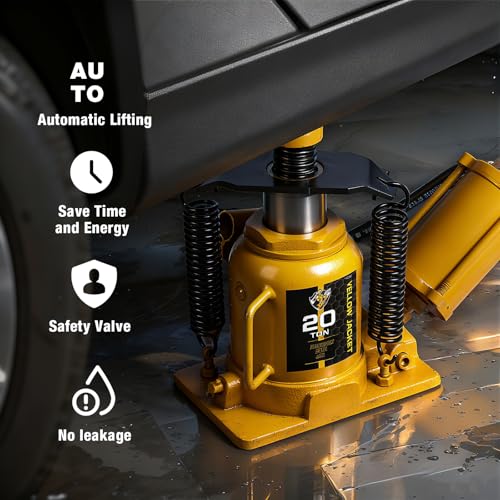 YELLOW JACKET Low Profile 20 Ton Air Bottle Jack 20 Ton with Aluminum Alloy Pump and Unique Slow Release Equipment