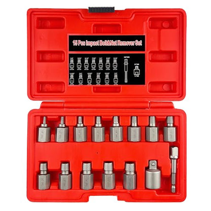 STXDY 15Pcs Screw Extractor Set, 3/8" Inch Manual Screw Extractor Kit, Easy Out Bolt Remover Set for Rusted, Rounded, Damaged Nuts Screws - style: 15Pcs