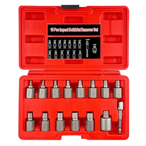 STXDY 15Pcs Screw Extractor Set, 3/8" Inch Manual Screw Extractor Kit, Easy Out Bolt Remover Set for Rusted, Rounded, Damaged Nuts Screws - style: 15Pcs