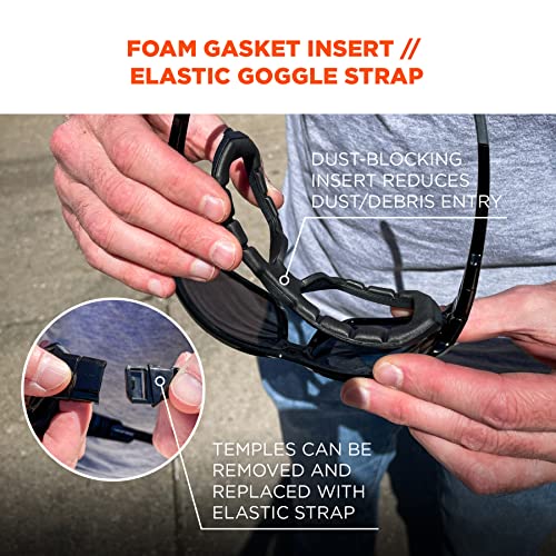 Ergodyne Skullerz Loki Convertible Anti Fog/Scratch Safety Spoggles Glasses-Includes Gasket and Strap to Convert to Goggle - color: Smoke Lens