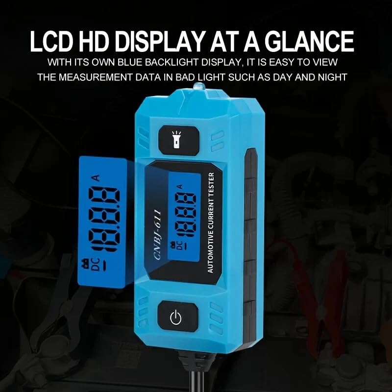 Automotive Circuit Fault Probe Tester, High-Precision Current and Circuit Tester, ABS/PC 1PC Design, 20A 48V Fuse Blade Checker with LCD Screen and Front Light