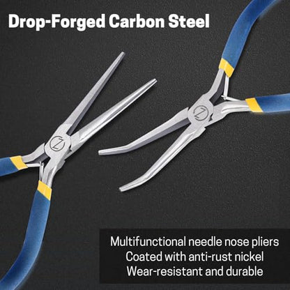 VISEMAN 6" Mini Needle Nose Pliers with Comfort Handles, Long Nose Pliers | for Handmade Craft, 45 Degree Bent - style: 45-Degree Bent