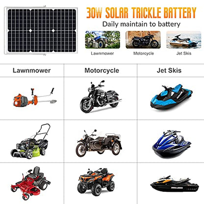 SOLPERK Solar Panel Kit 30W 12V, Waterproof Solar Battery Trickle Charger Maintainer + Upgrade Waterproof Controller + Adjustable Mount Bracket for Boat Car RV Motorcycle Marine Automotive - size: 30W PWM+Load Kit