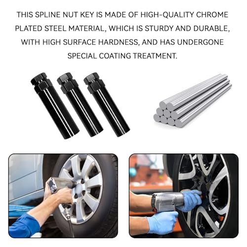 Small 6 Spline Lug Nut Socket, Wheel Lock Removal Kit for 19 mm (3/4 Inch) & 21 mm (13/16 Inch) Hex Socket Wrench, Wheel Lock Key Replacement for Aftermarket 6 Spline Lug Nut