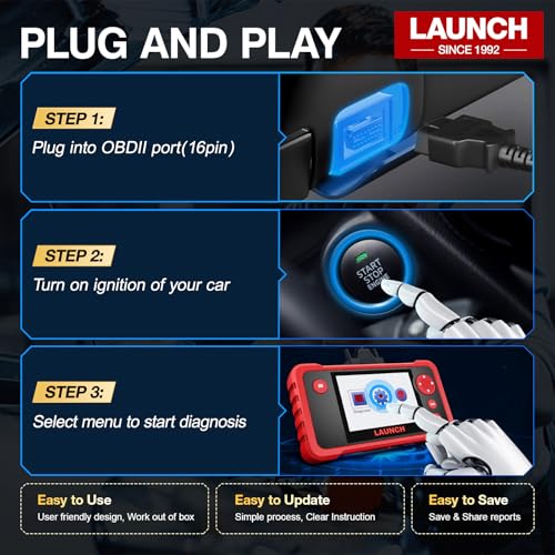 LAUNCH CRP123 V3.0 Elite OBD2 Scanner-2026 New Model Engine/ABS/SRS/Transmission Diagnostic Scan Tool SRS Airbag Code Reader,3 Reset Oil Service/Throttle Relearn/SAS Reset,Lifetime Free Update