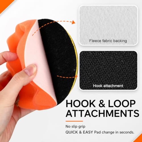 10 Pack 5 Inch Car Polishing Pad Kit Bulk, Sponge Buffing Pads with Woolen Cutting Pad and 5 Inch Backing Plate M10 Drill Adapter for Car Detailing Waxing Polishing - size: 5 Inch