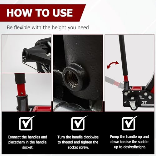 3 Ton (6600 lbs) Low Profile, Heavy-Duty Steel Racing Floor Jack with Dual Pistons Quick Lift Pump, Lifting Range 3.35"-19.69"