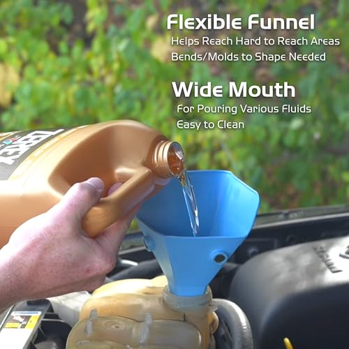 Caliber Flex & Fold, Flexible Funnel for Automotive & General Use, Small Funnel, Blue