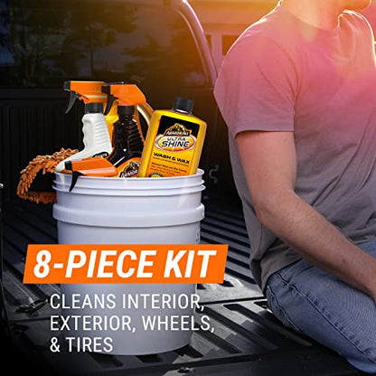 Bucket Boss Auto Boss Wash Boss Organizer for a 5 Gallon Bucket, in Black & Premier Car Care Kit by Armor All, 8 Pieces