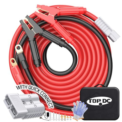 TOPDC 0 Gauge 30 Feet Jumper Cables with Quick Connect Plug for Car, SUV and Trucks Battery, Heavy Duty Automotive Booster Cables for Jump Starting Dead or Weak Batteries with Carry Bag - size: 0 Gauge, (30FT) Andersen Connector