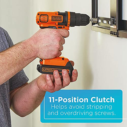 BLACK+DECKER 20V MAX 68-Piece Cordless Drill and Home Tool Project Kit with Tool Storage Bag (LDX120PK)
