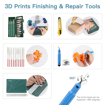Sovol 3D Printer Tools Kit, 78 PCS 3D Printer Accessories with Nozzle Cleaning Kit, Removable Multi-Function Screwdriver Kit, Deburring, Removal Tools, Cutters, Hobby Knife Set, Wrench Set - style: 78 Pcs