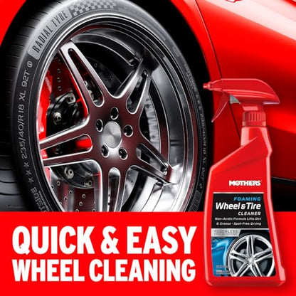 Mothers Foaming Wheel & Tire Cleaner, 1 Gallon (05902) | Foaming Action Lifts Brake Dust & Grime, Safe for Factory-Coated Wheels, Restores, Cleans, Finishes Fast, Spot-Free Rinse - size: 128 Ounce (Pack of 1)